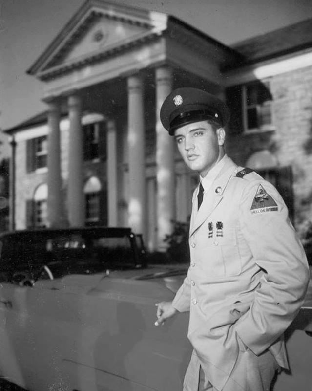 Elvis Presley captured in 1960 outside Graceland.