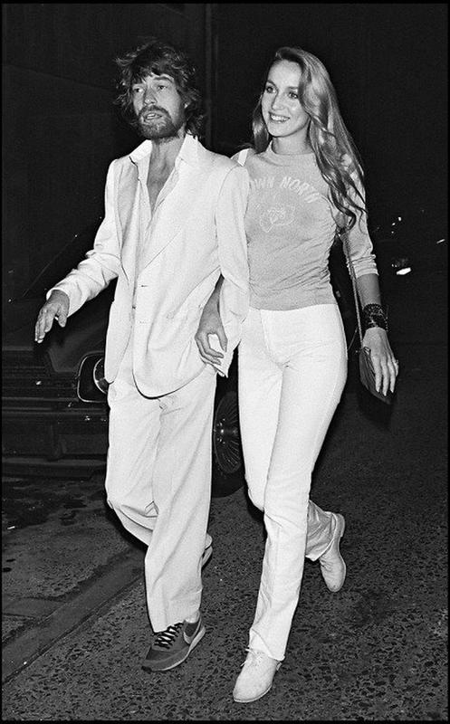 Mick Jagger and Jerry Hall rocking their style in 1979 Paris.