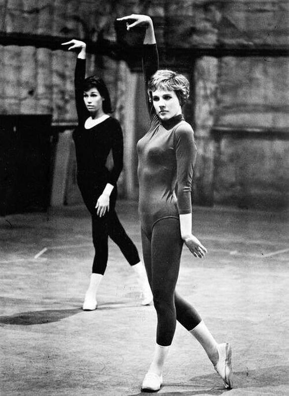 Mary Tyler Moore and Julie Andrews in 1966, practicing a dance routine for the movie 'Thoroughly Modern Millie'.