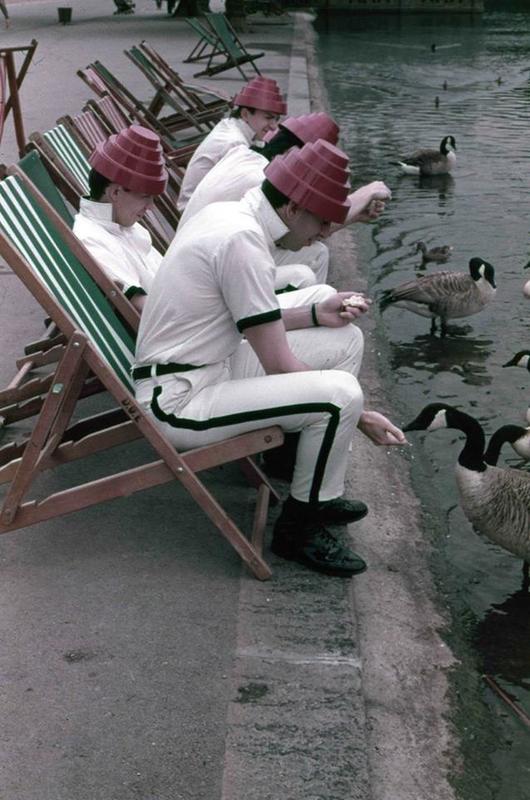 Devo Band Members Take a Break to Feed Canadian Geese in 1980