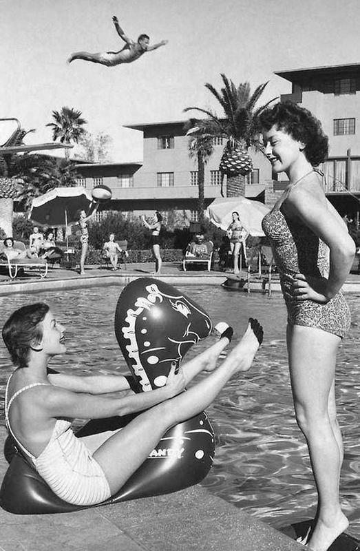 Having a Blast by the Pool in Las Vegas, 1955