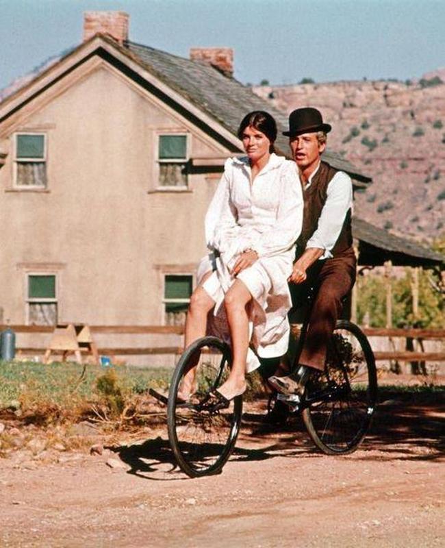 Katharine Ross & Paul Newman in 'Butch Cassidy and the Sundance Kid' (1969) scene.