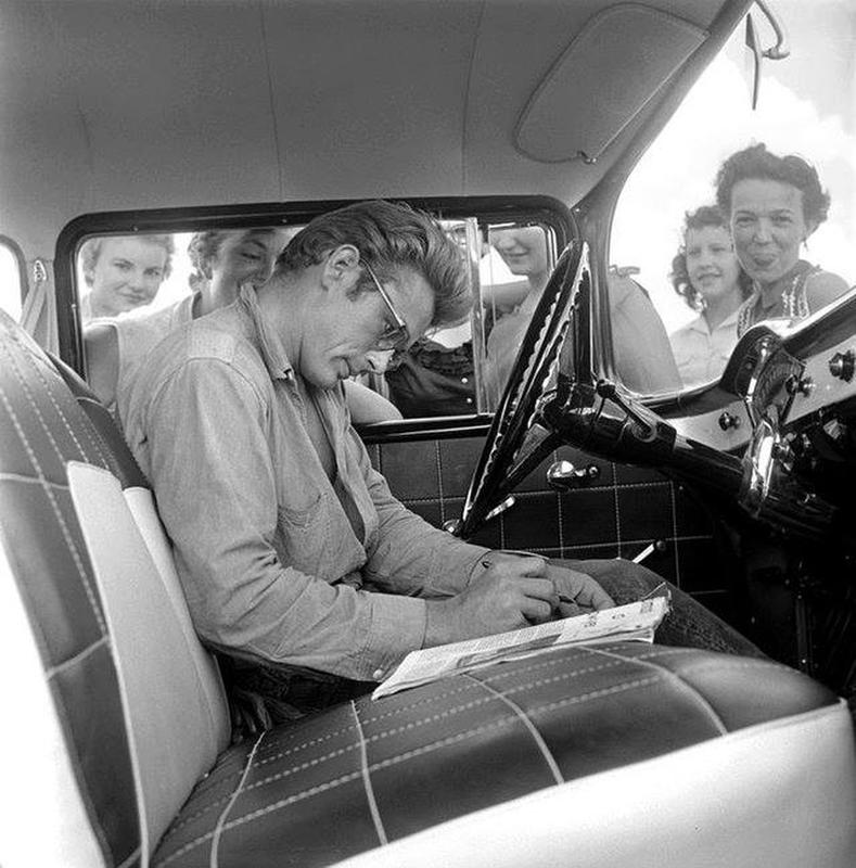 1955: James Dean Delights Fans by Signing Autographs