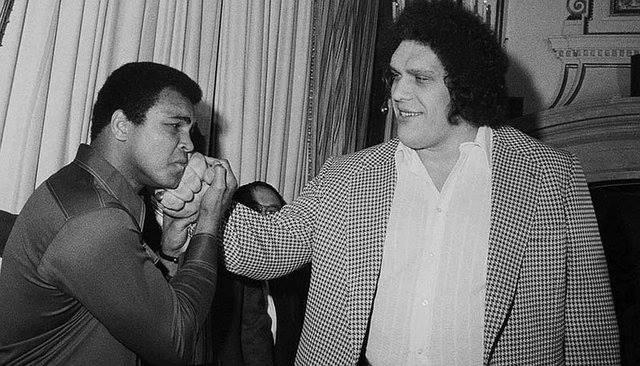 1976: A Visual Comparison of Muhammad Ali's Fist and Face to the Immense Size of Andre the Giant