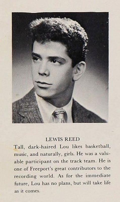 Lou Reed's 1959 Freeport High School yearbook photo captures his youthful essence.