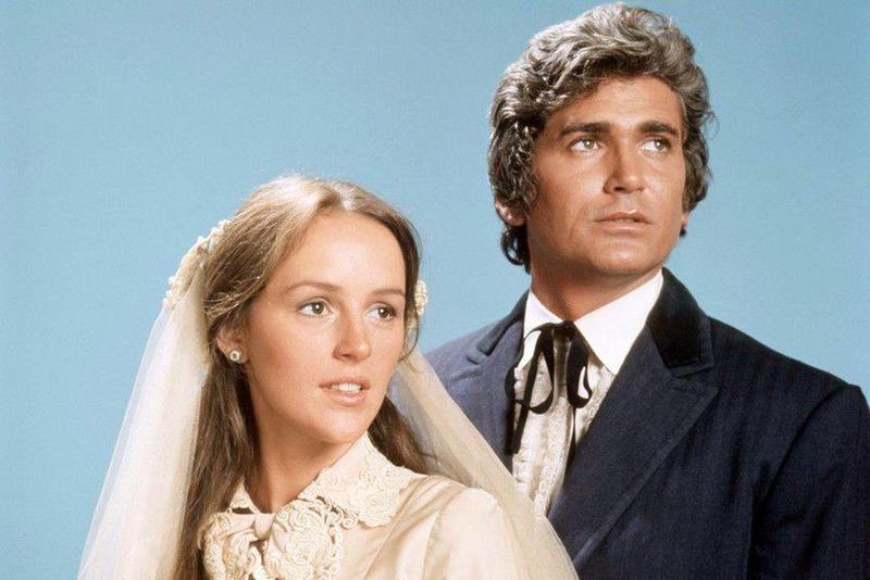 Bonnie Bedelia and Michael Landon tie the knot as 'Alice Harper' and 'Little Joe Cartwright' on 'Bonanza' in 1972.
