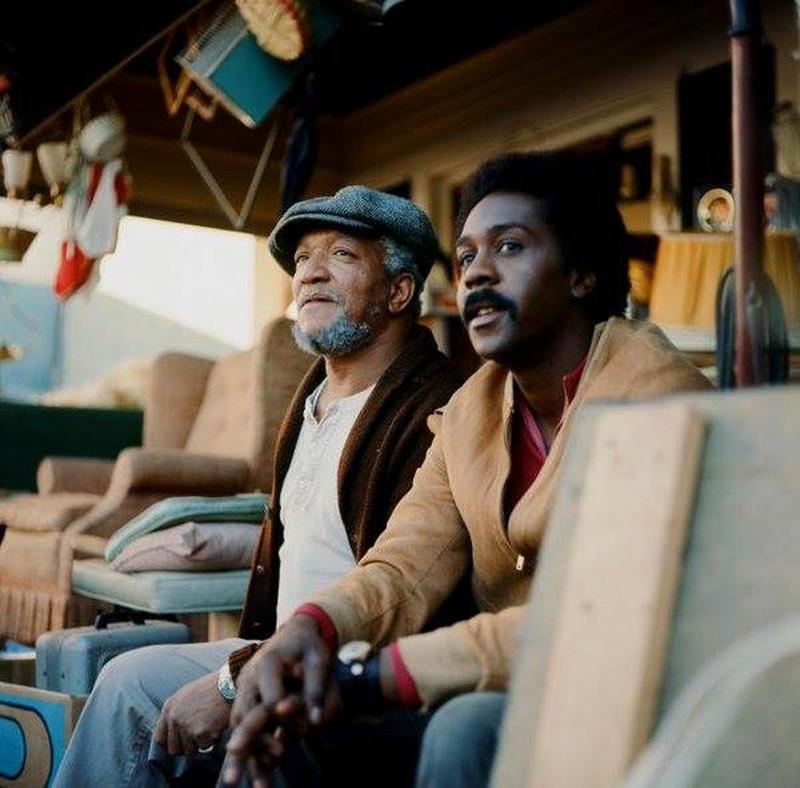 Redd Foxx and Demond Wilson reunite on the iconic 'Sanford and Son' set in the 1970s