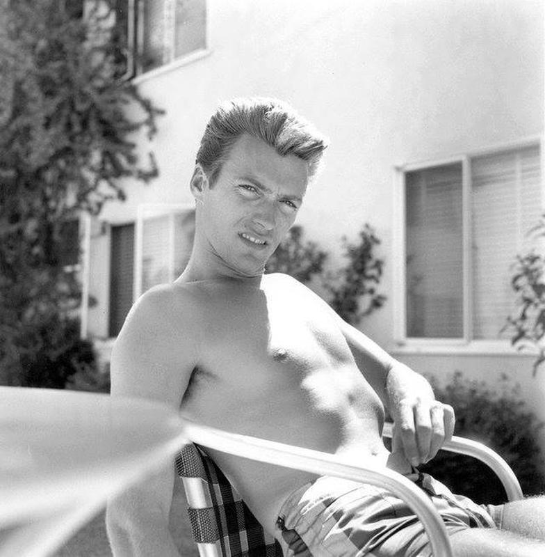 Clint Eastwood enjoying a poolside cooldown in 1956.