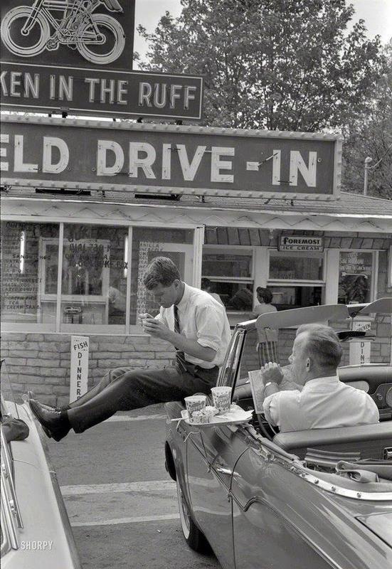 Robert Kennedy takes a lunch break in Bluefield, West Virginia during his campaign for JFK. (1960)