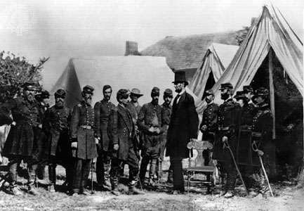 Abraham Lincoln and General George B. McClellan Meeting Captured in Historic Library of Congress Photo Following the Battle of Antietam in October 1862