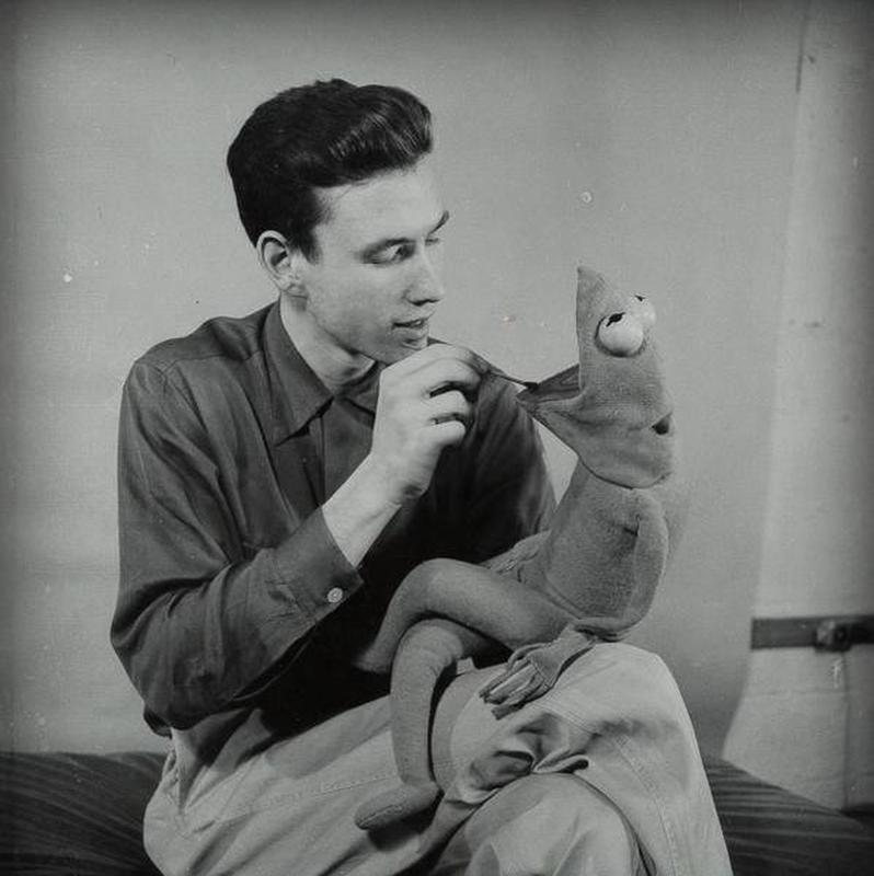 Jim Henson Crafts Original Kermit the Frog in 1955 Using His Mother's Old Coat and Ping Pong Balls