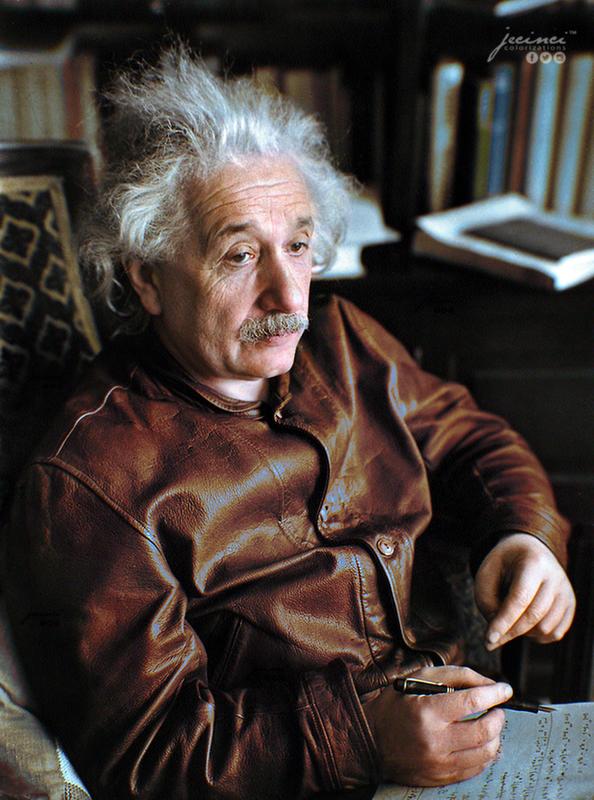 What thoughts occupied Albert Einstein's mind as he donned his Levi's 'Menlo Cossack' leather jacket in 1938? Delve into the profound emotions reflected in his eyes.