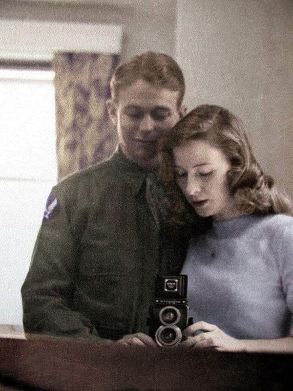 1940s Selfie Captured During Wartime