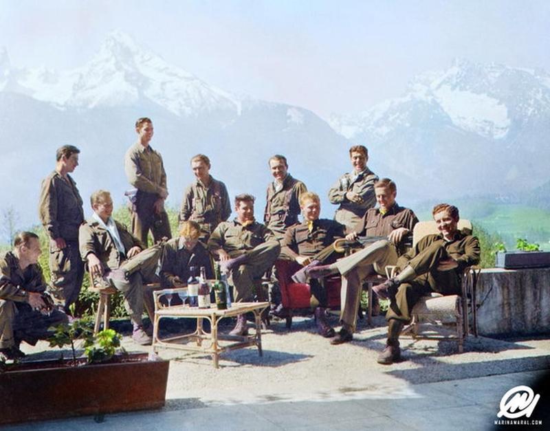 Dick Winters and Easy Company Relaxing at Eagle's Nest, Hitler's Former Bavarian Alps Home, 1945