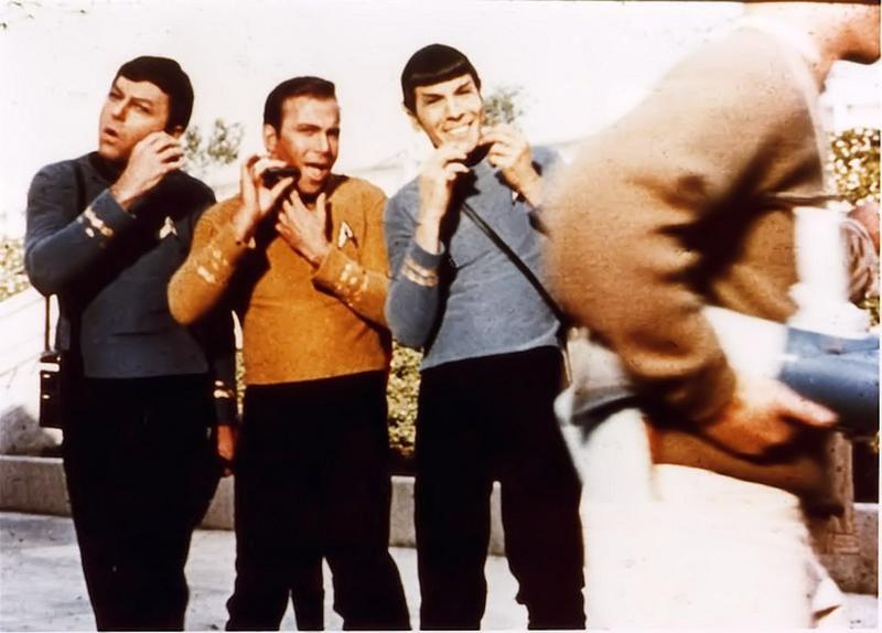 Star Trek' Cast Playfully Utilizes Communicators as Shaving Implements during Filming