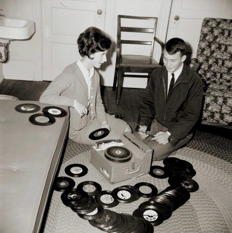 Couple enjoys 45's during the early 1960s.