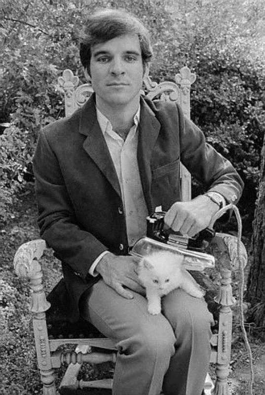 1970s: Steve Martin Captured Ironing His Kitten