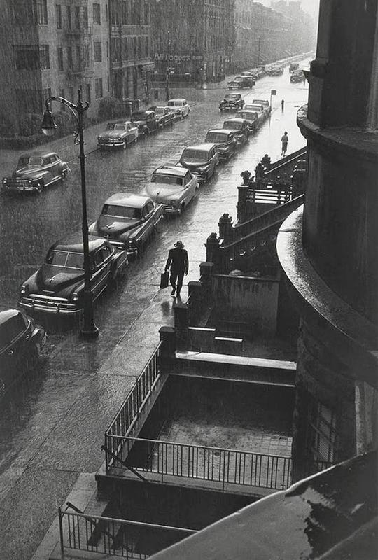 Walking in NYC rain, 1952.