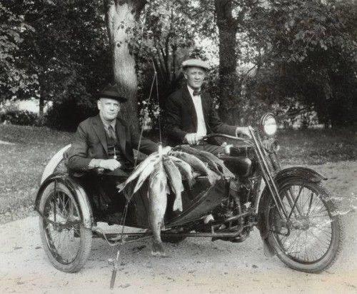 Bill Harley and Arthur Davidson take a break from fishing in 1924.