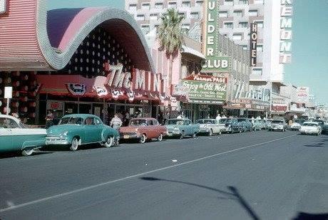 Las Vegas Street in the 1950s Filled with a Queue of Cars