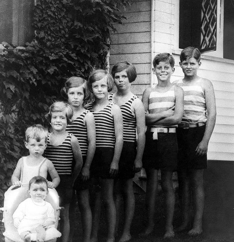 Kennedy family's children arranged in a row, around 1928.