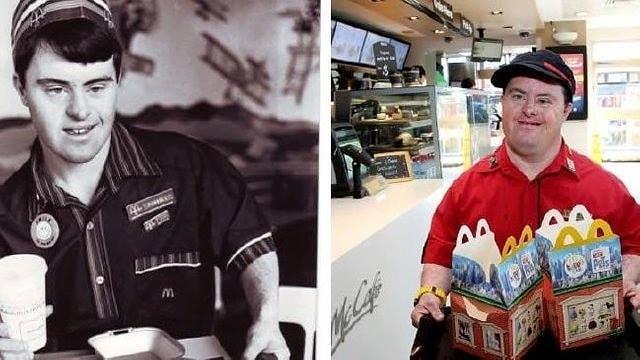50-year-old man with Down Syndrome retires from McDonalds after 32 years, receives congratulations.