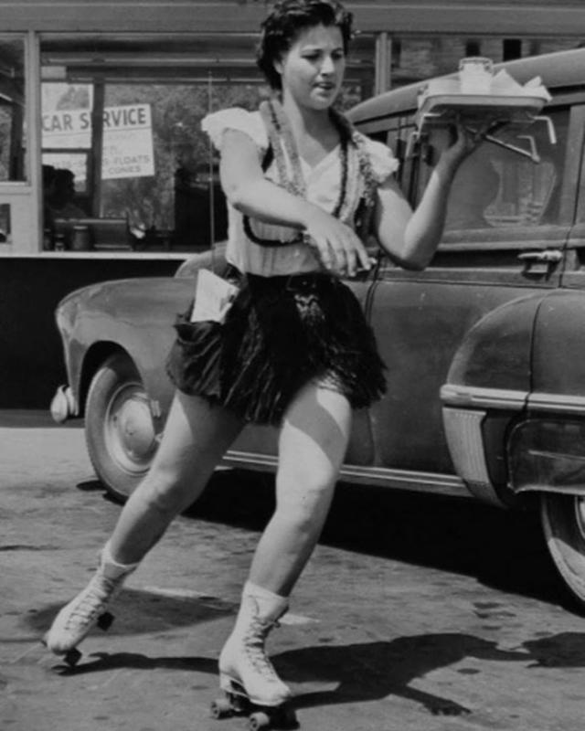 Carhop Speeds on Skates to Serve in the 1950s