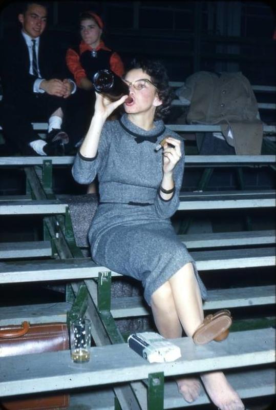 1950s Rebel Lady: No Shoes, Cigar, and a Drink