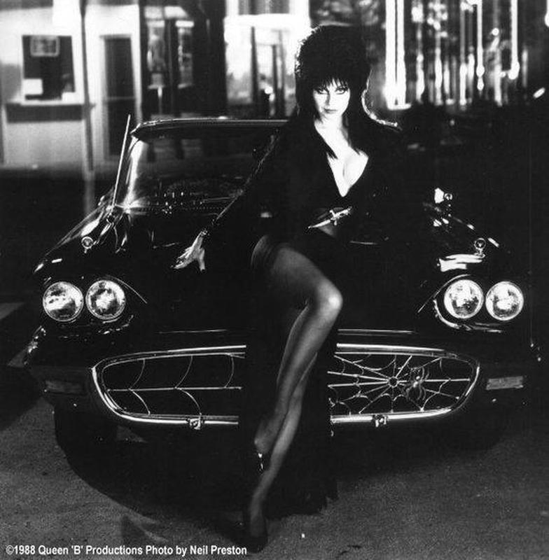Cassandra Peterson's Elvira and her 1958 T-Bird, transformed by George Barris into The Macabre Mobile