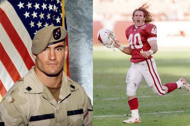 Pat Tillman leaves NFL to serve as Army Ranger, tragically killed in Afghanistan in 2004.