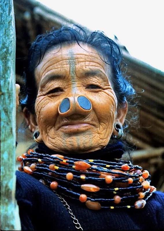 Apatani tribeswomen's nose plugs deterred tribes' abduction due to their unique beauty.