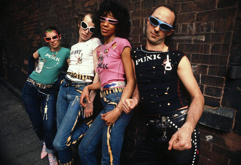 Punk fashion designers strike a pose on Staple Street in Tribeca, New York, in 1977.
