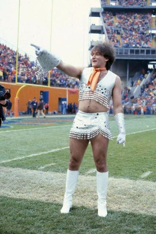 Robin Williams cheered on the Denver Broncos football team in 1979.