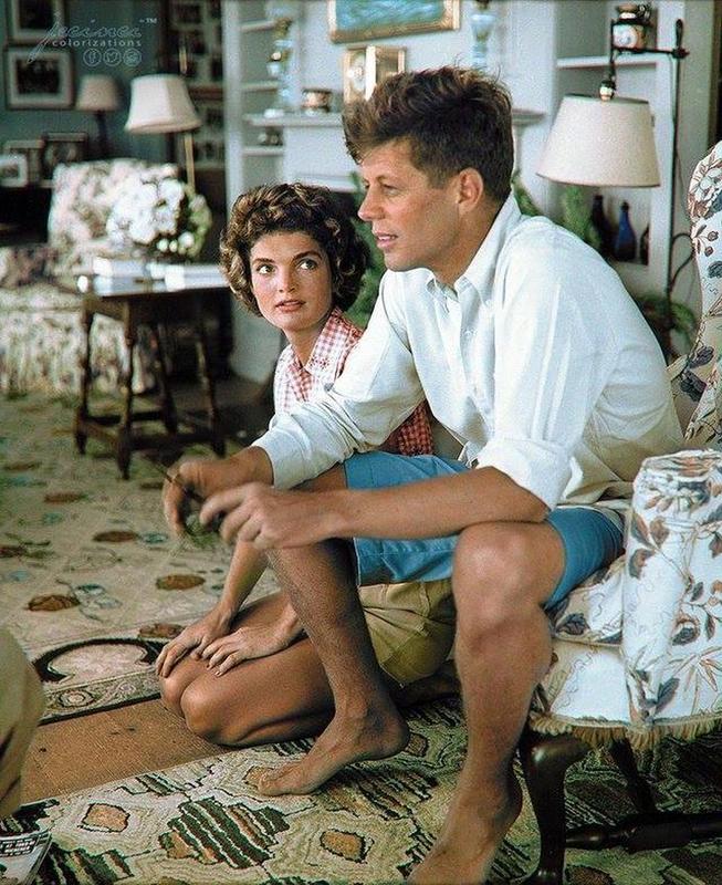 John F. Kennedy and Jacqueline Bouvier captured in a relaxed moment in 1953.