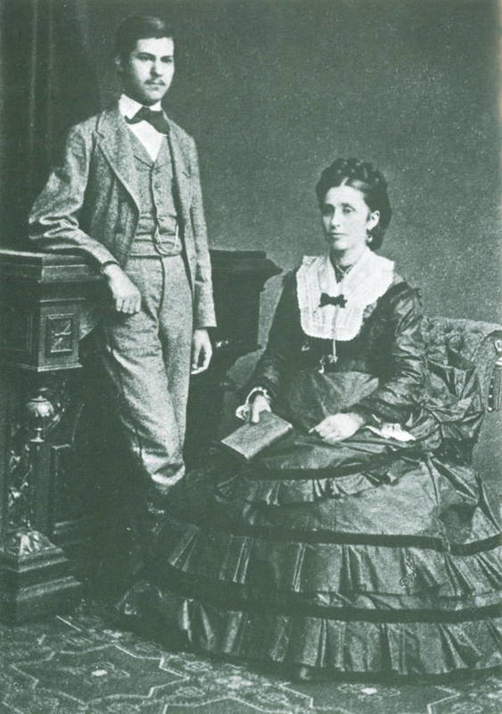 15 or 16-year-old Sigmund Freud captured with his mother in 1872.