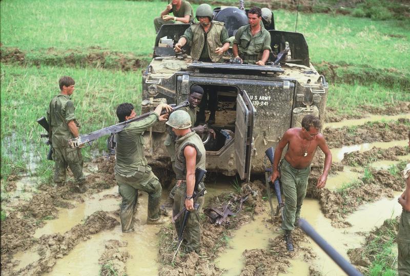 Infantry Fighting Vehicle Stuck in Muddy Terrain