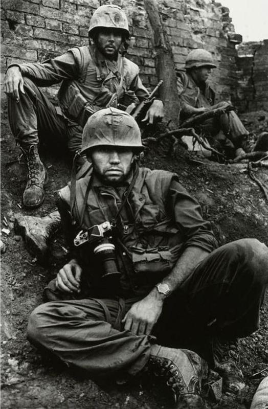Don McCullin Poses with American Troops