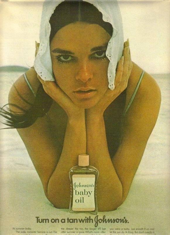 Ali MacGraw takes a nostalgic trip down memory lane, endorsing Johnson's baby oil in an ad that brings back memories of tanning with the product.