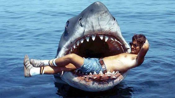 Steven Spielberg pauses during filming of the legendary 1975 thriller 'Jaws