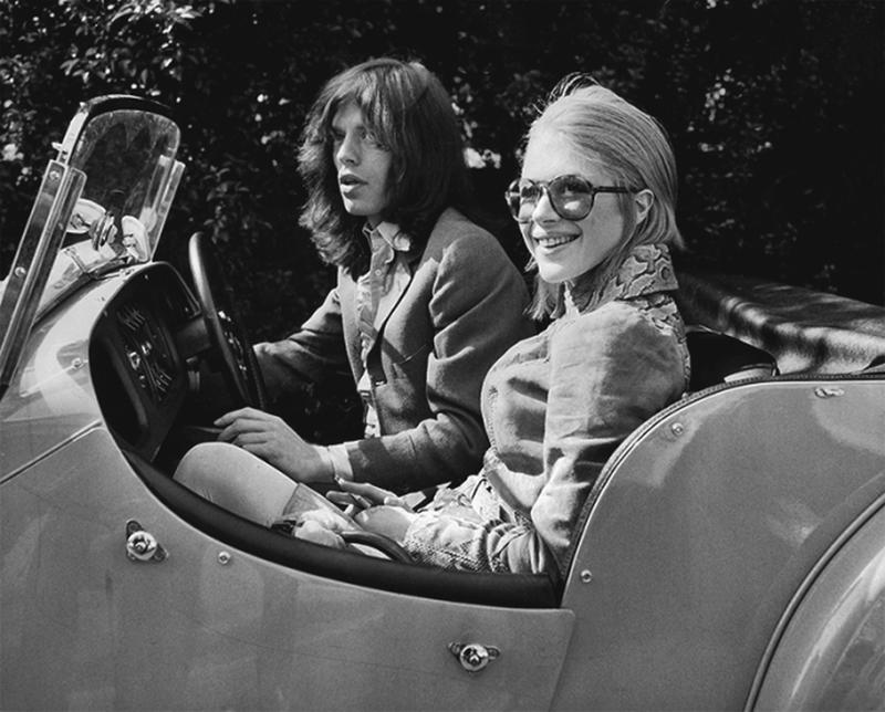 Mick Jagger and Marianne Faithfull Cruise through London in a Stylish Morgan Sports Car, 1969