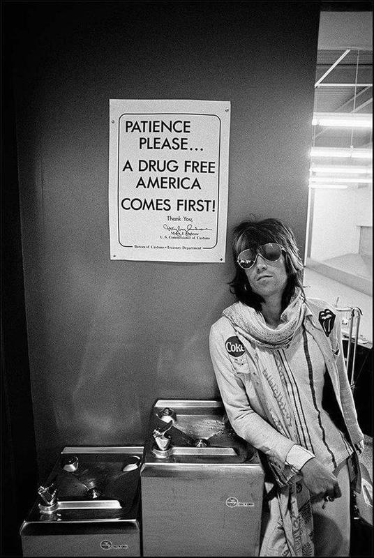 Keith Richards casually enjoying the water fountains in the 1970s, far from being a 'spokesperson'.
