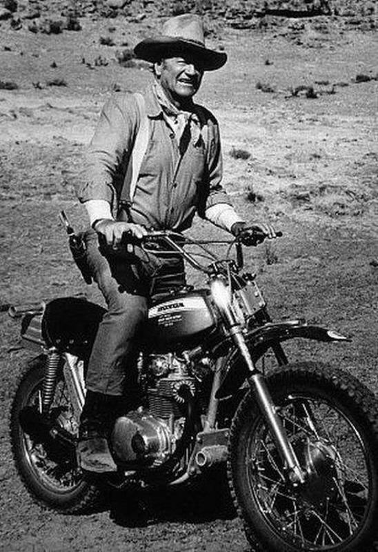 John Wayne swaps his trusty horse for a thrilling motorcycle