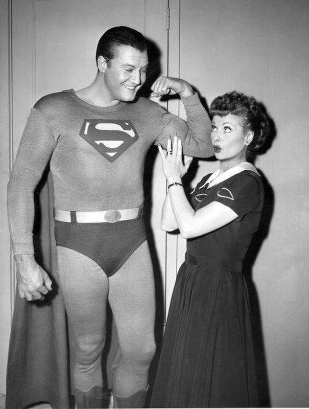 Lucille Ball & George Reeves in 'Lucy & Superman' episode on 'I Love Lucy' (1957)