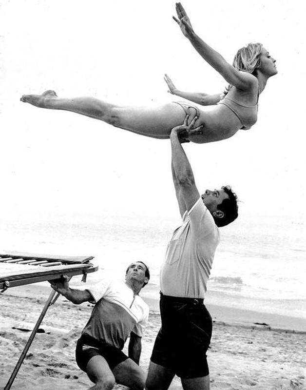 Tony Curtis and Sharon Tate photographed during the filming of 'Don't Make Waves' in 1967.