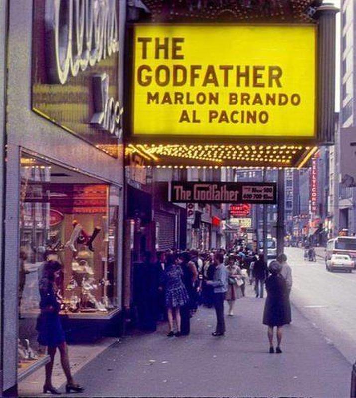 People queue up in 1972 to watch 'The Godfather'.
