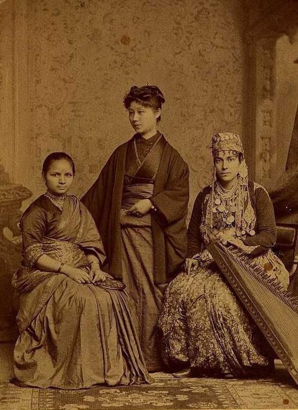 Indian, Japanese, and Syrian women graduate as doctors in Philadelphia in 1885.