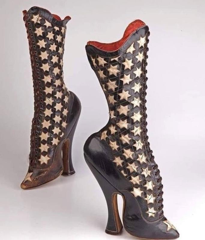 Belgian Lace-Up Boots with Star Embellishments, Dating Back to the 1890s for Women