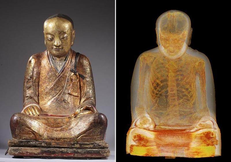 Mummified Monk's Remains Discovered in 1,000-Year-Old Buddha Statue through CT Scan